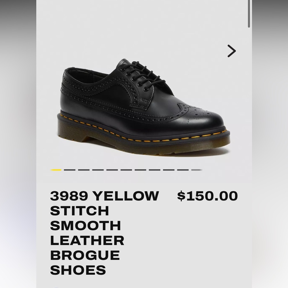 Doc Martin - 3989 yellow stitch smooth leather brogue shoes